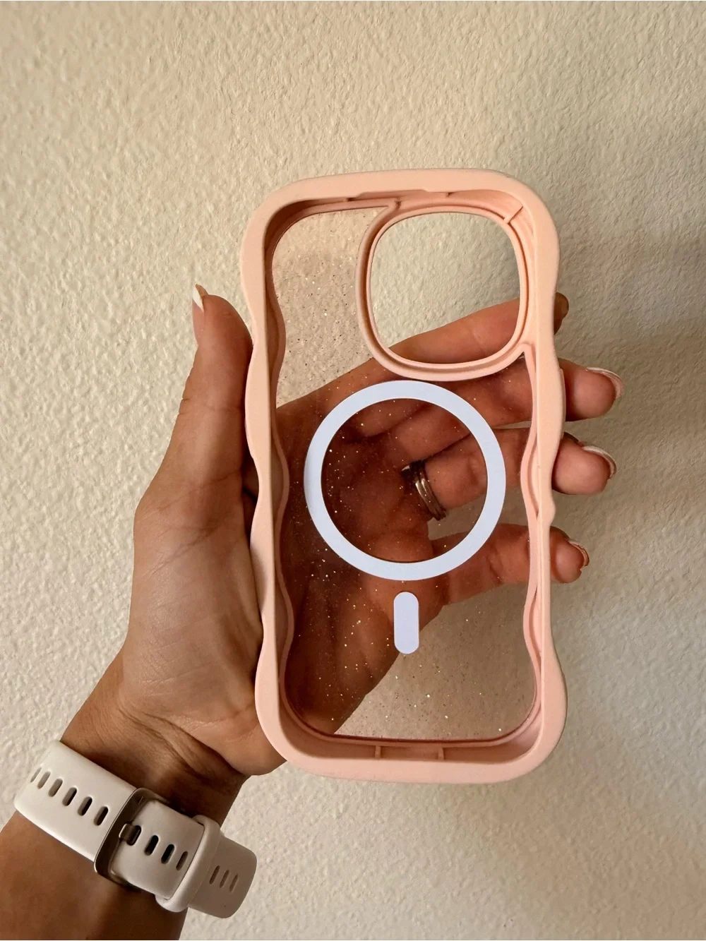 Clear Pink Slim iPhone Case with MagSafe Ring
